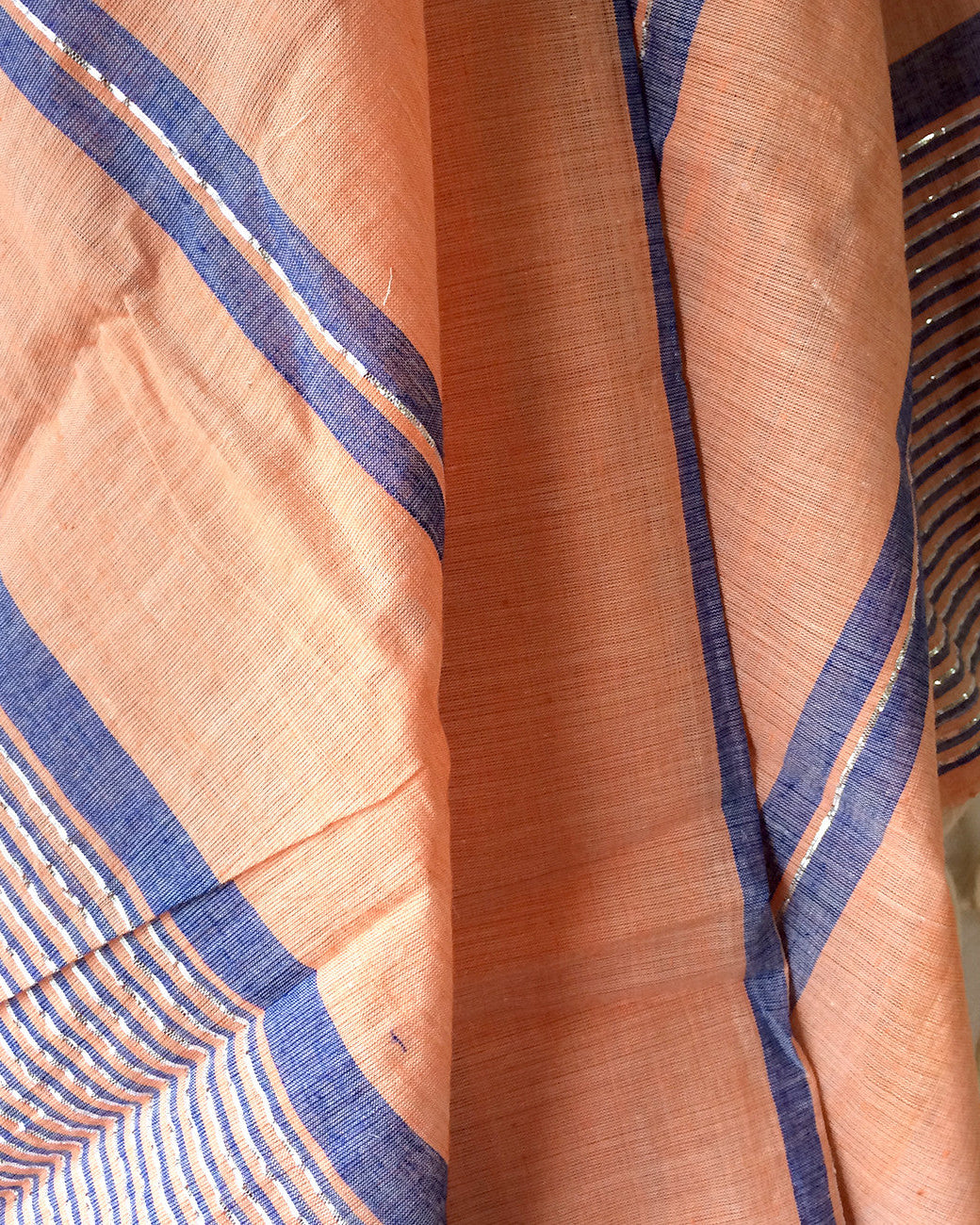 Bold Coral Metallic Stripe Scarf - Kara Weaves
- 2