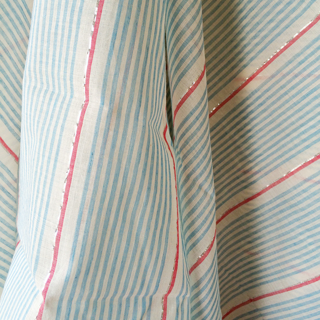 Powder Blue, Rose and Silver Metallic Stripe Scarf - Kara Weaves
- 1