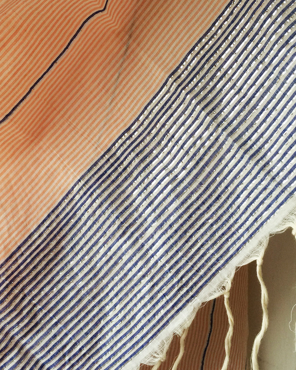Delicate Coral Metallic Stripe Scarf - Kara Weaves
- 2