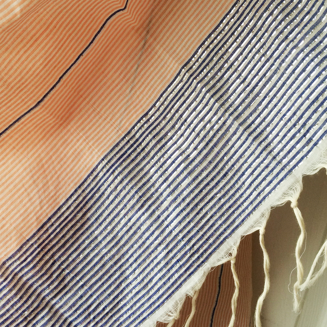 Delicate Coral Metallic Stripe Scarf - Kara Weaves
- 2