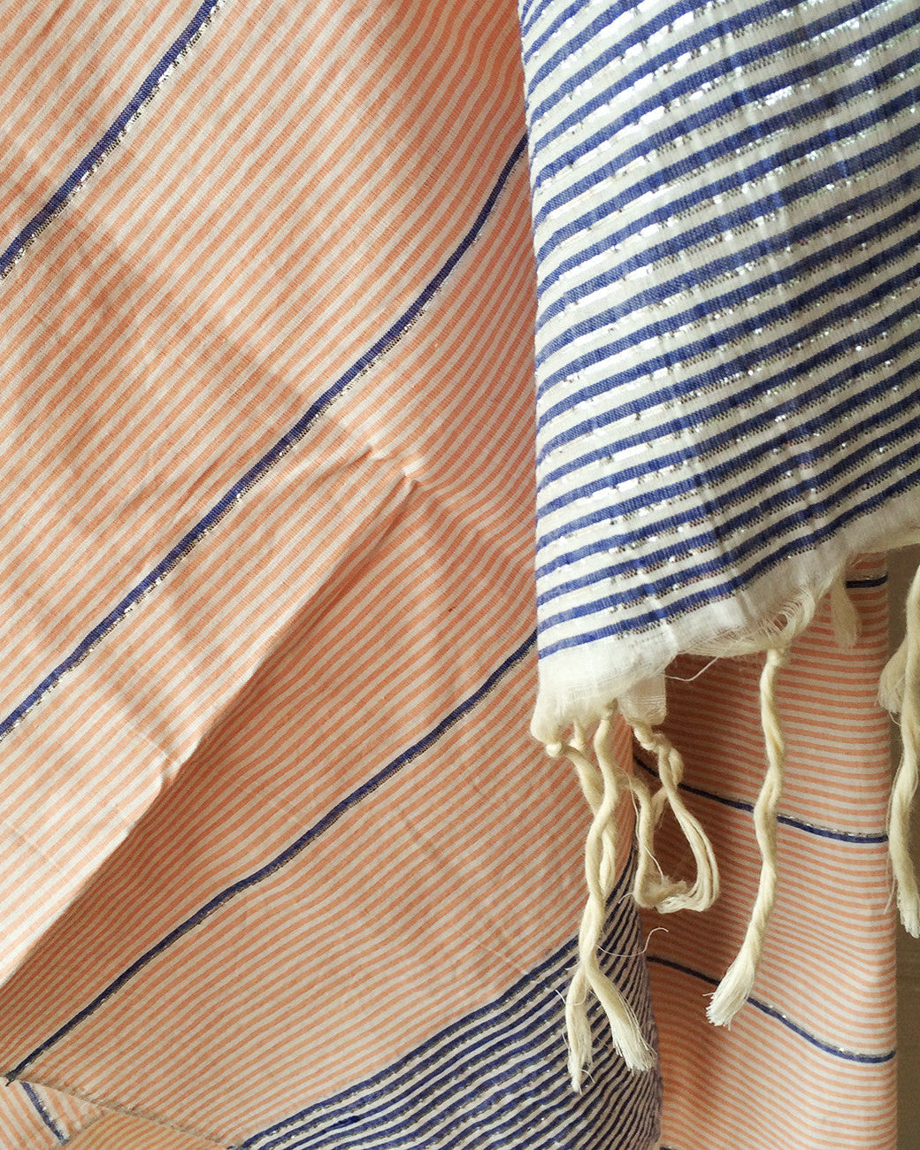 Delicate Coral Metallic Stripe Scarf - Kara Weaves
- 3