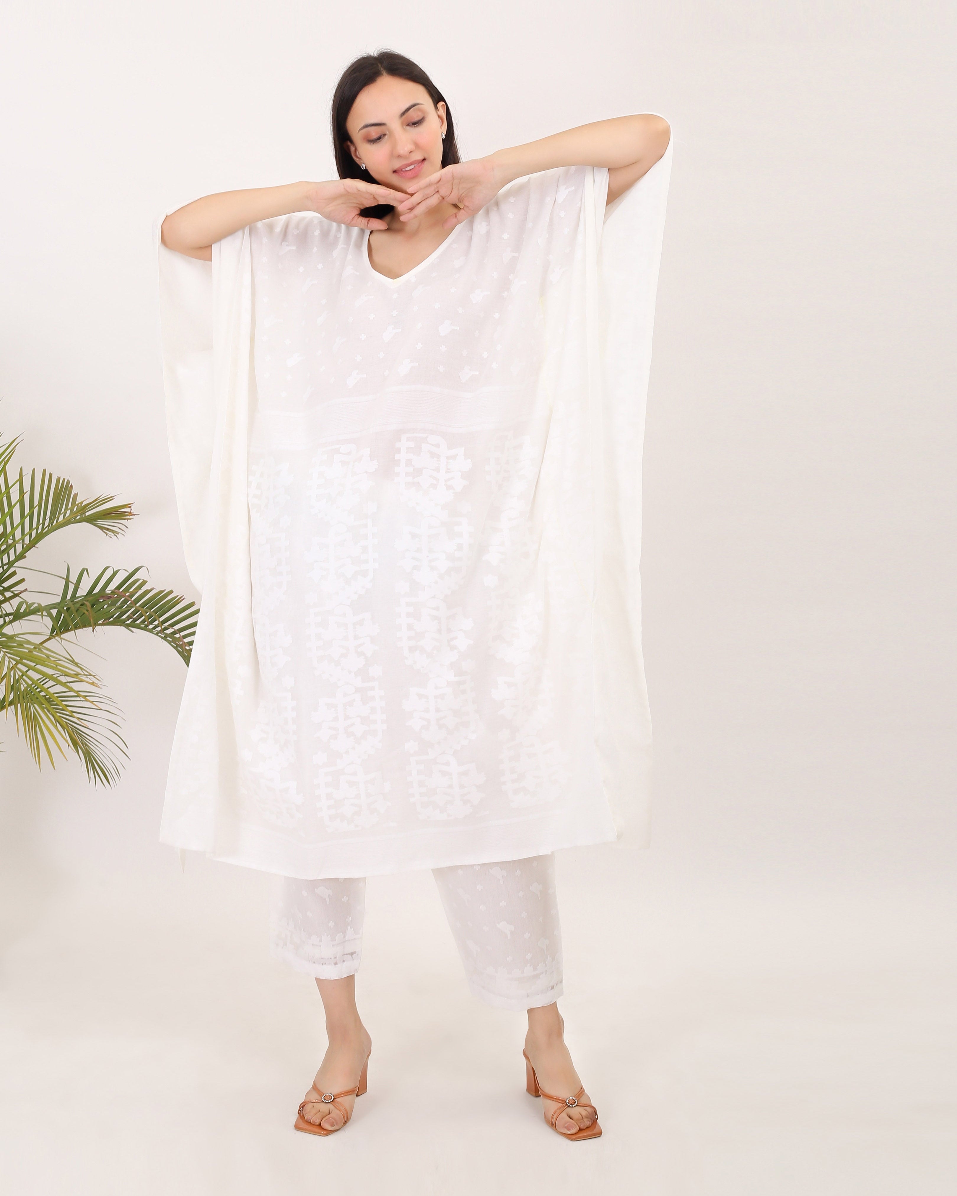 ANGEL: Handwoven Jamdani women Kaftan set