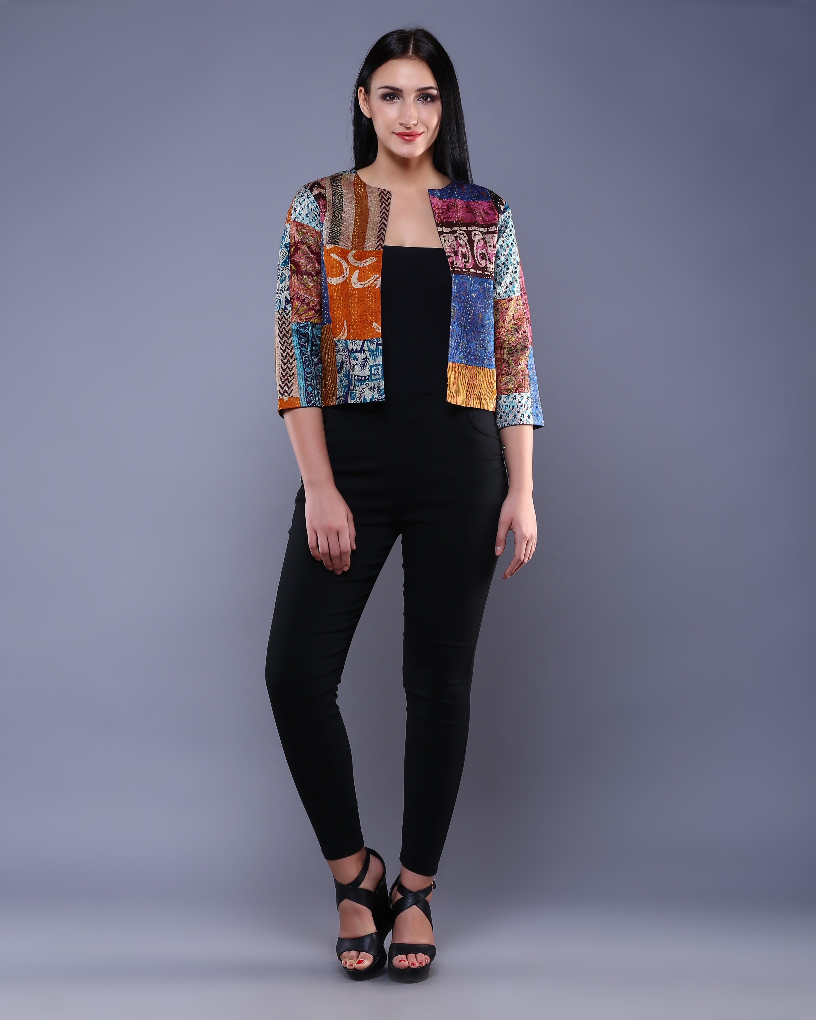 ATRANGI: Vintage Silk Kantha Jacket