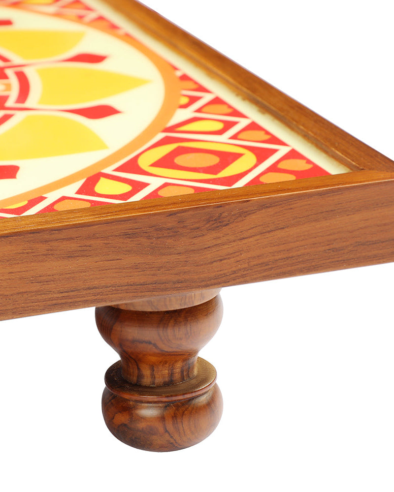 Elevate your spiritual space with the Bajot Sunshine Mandala Art, made from Teak Wood and featuring Serenity Mandala Art. Also recognized as Chowki or Pattla, this versatile piece is perfect for decor, pooja, and spiritual decor, offering a serene and sacred platform for placing god idols.