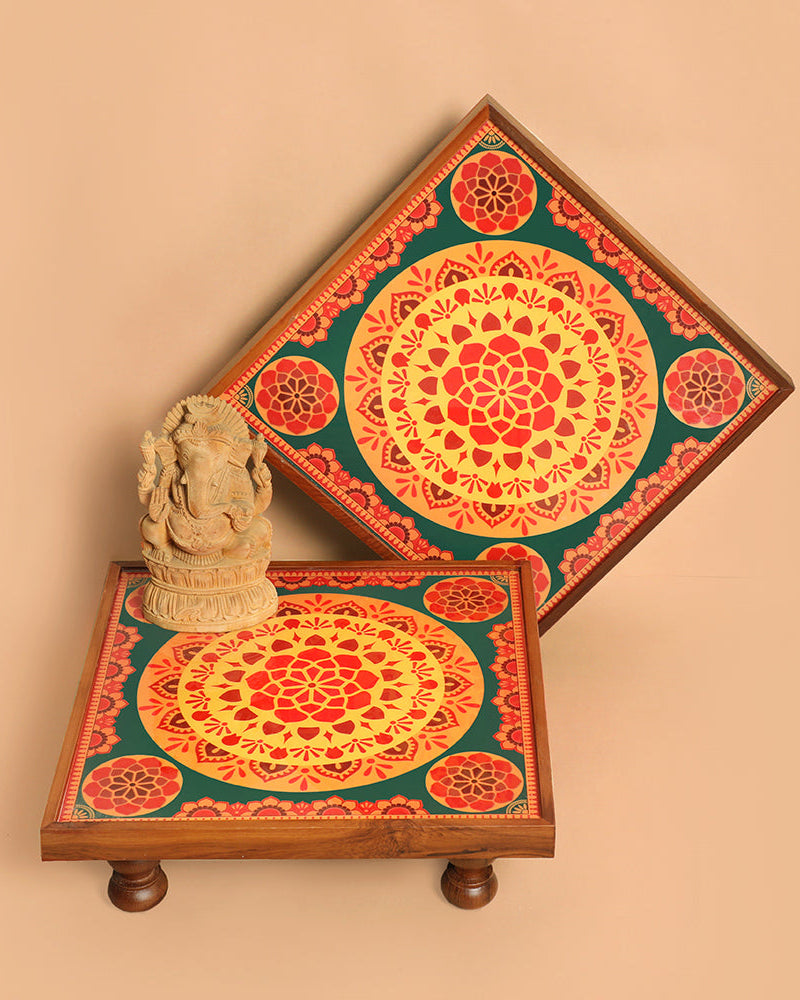 Bajot mandala | Classic yellow green chowki