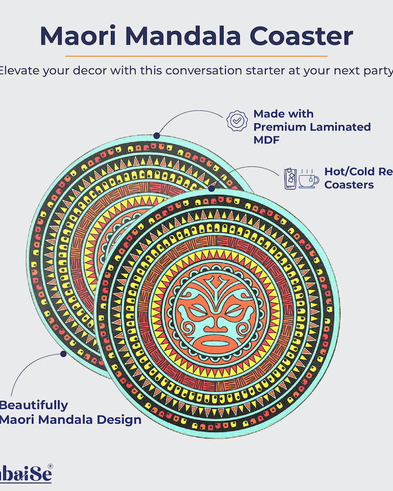 Enhance Your Table with PUKURIRI Maori Mandala Big Coaster - Stunning Craftsmanship