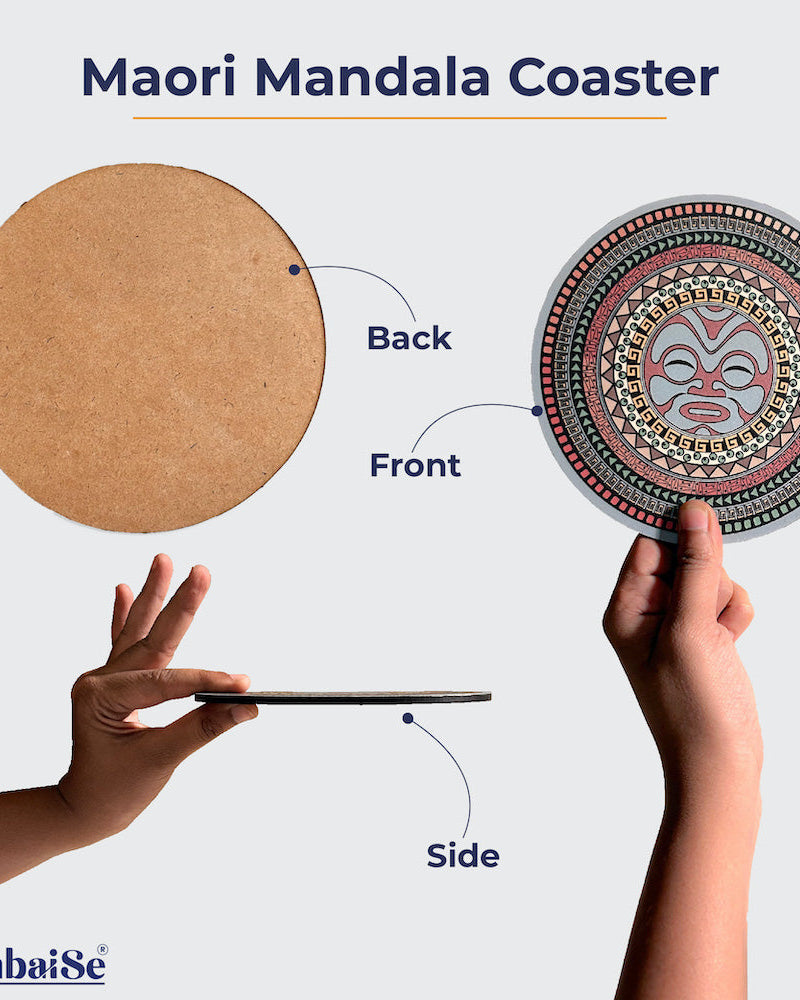 Premium MDF Coasters - Maori Mandala Set of 4 with Laminated Artwork