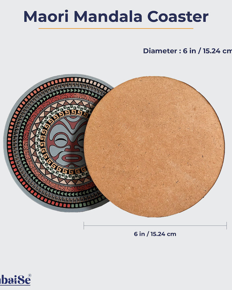 Exquisite Maori Mandala Coaster Set: Crafted from Premium MDF, Laminated Design