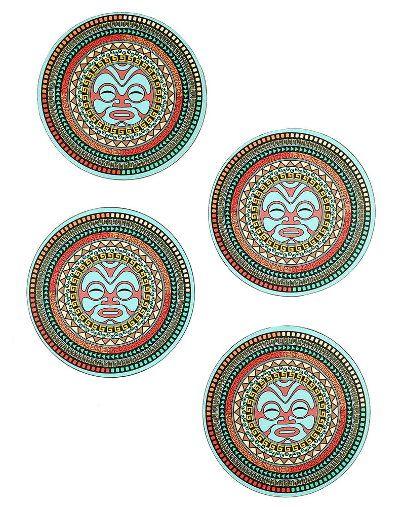 Elegant Set of 4 Maori Mandala Coasters: Premium MDF and Stunning Laminated Art