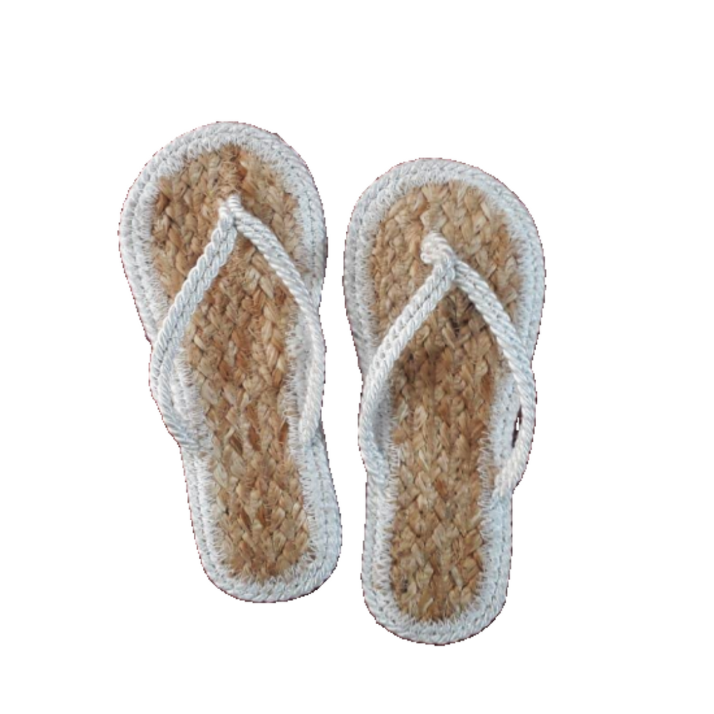 Jute Slippers with White Stripe Outline | Eco-Friendly Footwear