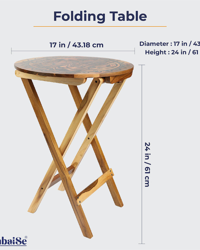 Experience the artistry of Mandala combined with the natural beauty of 100% Teak Wood in our Folding Coffee Table ‰ÛÒ a symbol of elegance and premium quality from bambaiSe.