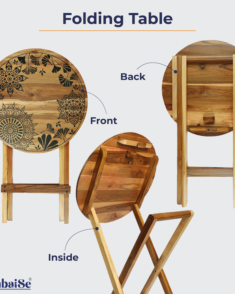 Transform any corner with the Dream Plantation Round Folding Table, meticulously crafted from 100% Teak Wood. Its versatile design allows it to serve as a coffee table, sofa side table, bed side table, or balcony enhancement, offering both elegance and convenience.