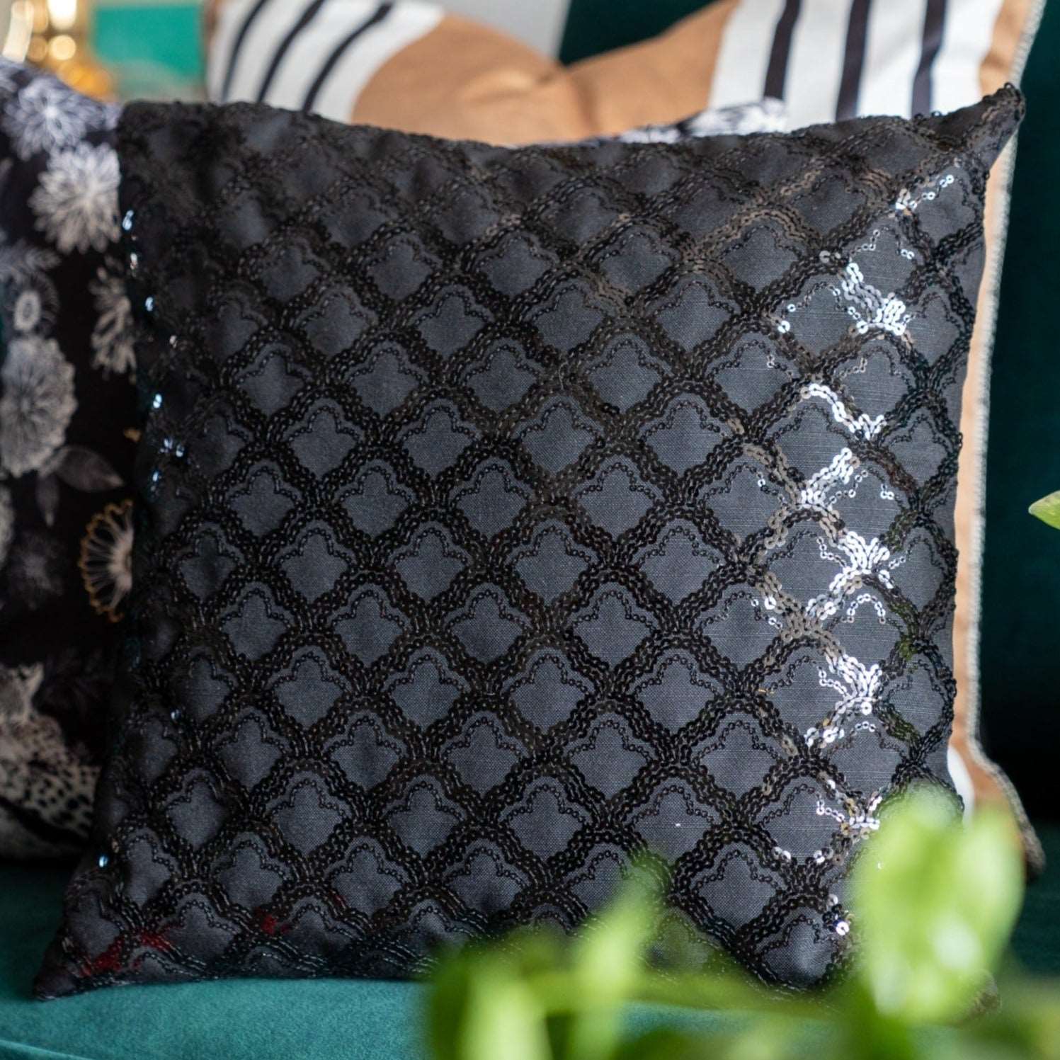 Midnight Sparkle Elegance Cushion