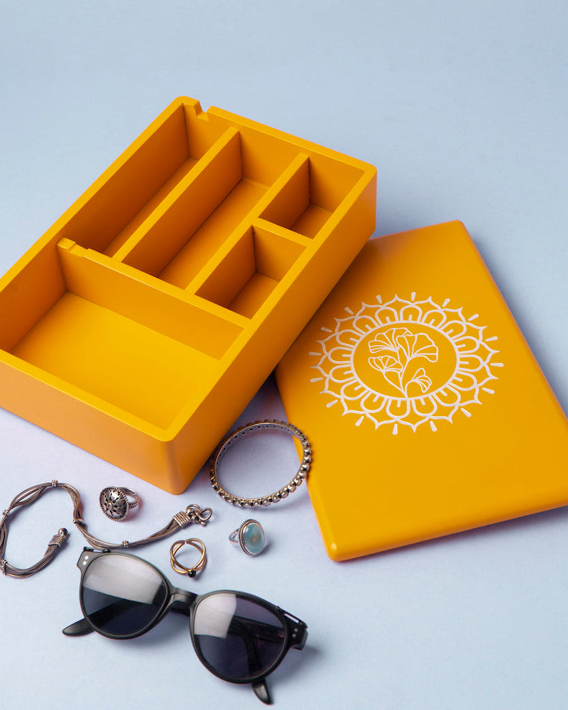 Accessories Box - Buy now yellow Accessories box with mirror lid
