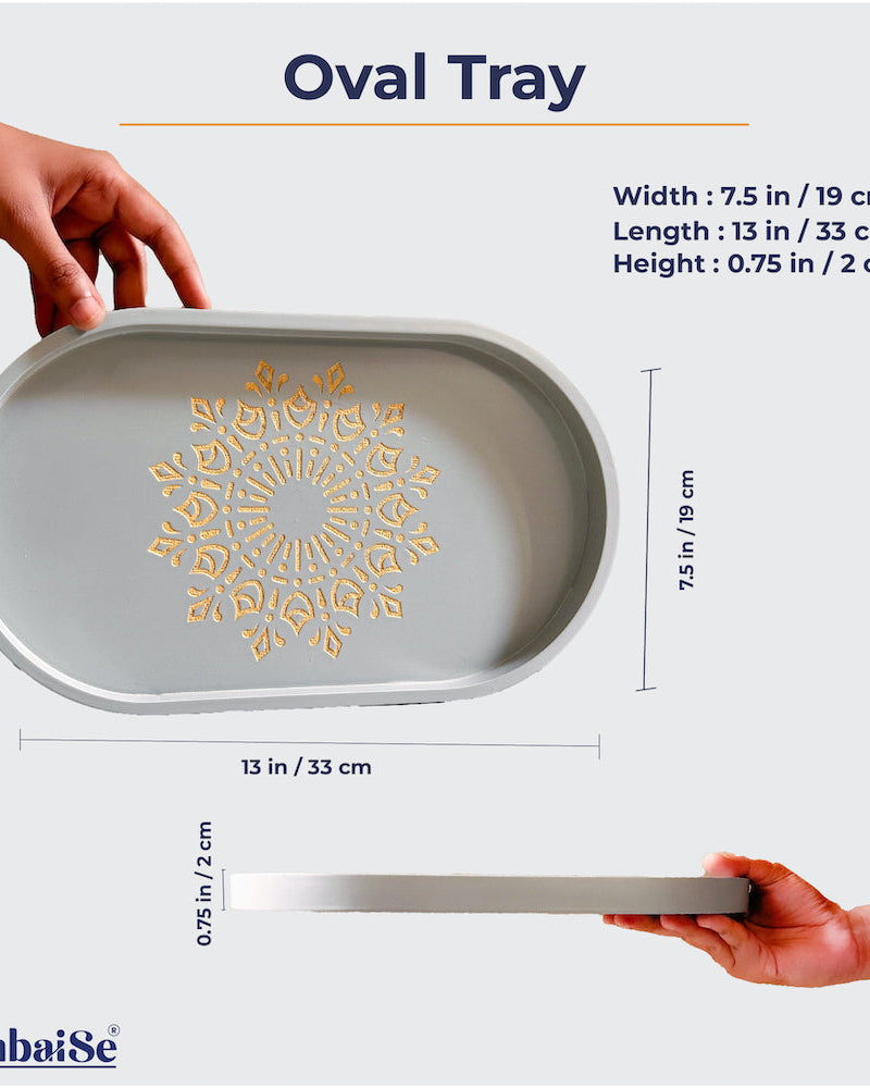 a light-weight marvel crafted from Premium Painted Wood. This tray, featuring Serenity Mandal Art, adds a touch of artistry to your surroundings, seamlessly complementing different angles and settings for serving, organizing, and decor.