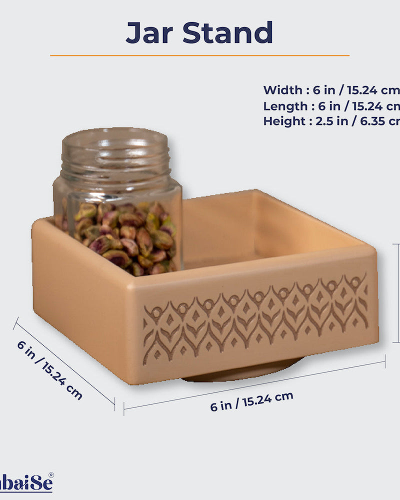 Introducing the Vanilla Beige Revolving Jar Tray ‰ÛÒ a Premium Painted Wood masterpiece designed for organized living. Rotate four jars with ease and add a touch of sophistication to your kitchen, living room, or dining table. Featuring Serenity Mandala Art, it's a blend of practicality and artistic elegance.