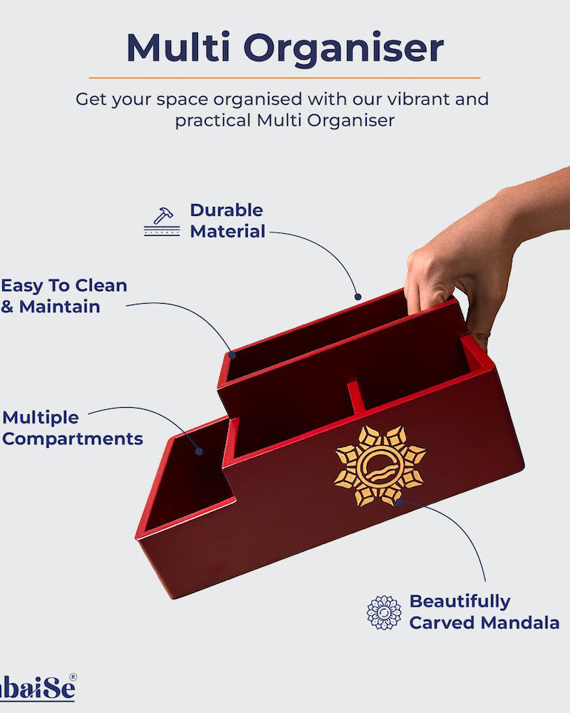Introducing our Maroon Multi Organiser, a sophisticated and efficient storage solution for your home. This stylish organizer is designed to help you declutter and organize with ease. The rich maroon color adds a touch of elegance to your space, making it a functional yet chic addition to any room. Elevate your storage game with the thoughtfully designed Maroon Multi Organiser, bringing both practicality and style into your daily life.