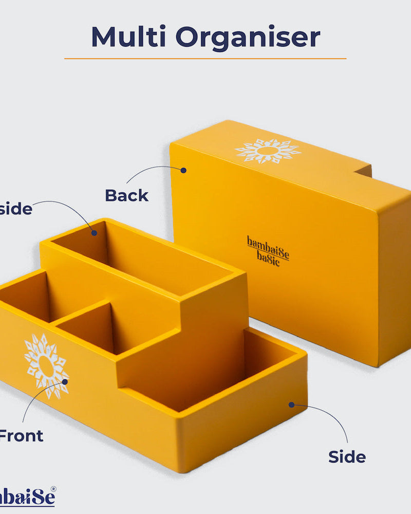 bambaiSe's yellow mandala-patterned multi organiser - a chic storage solution.