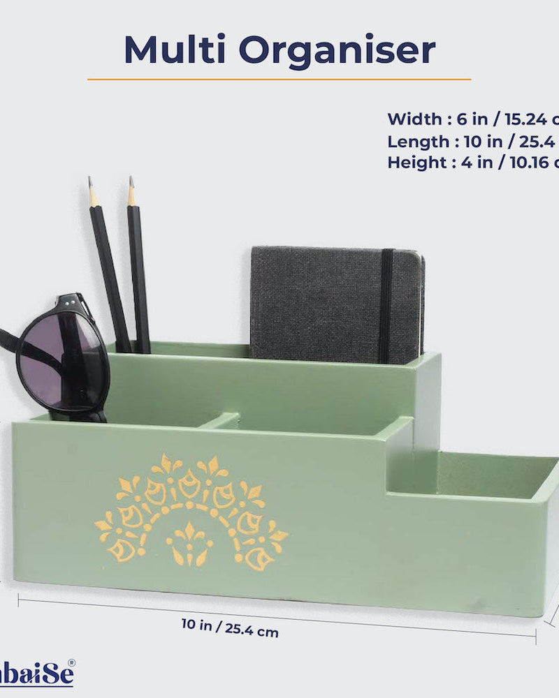 Discover the perfect fusion of style and functionality with our Pista Green Multi Organiser. More than just a storage solution, this organizer is a visual delight for your living space. The calming pista green color adds a touch of serenity, creating a harmonious environment. The well-thought-out design ensures that your essentials are neatly stored and easily accessible. Stay organized and stylish with the Pista Green Multi Organiser, a must-have for a well-ordered home.