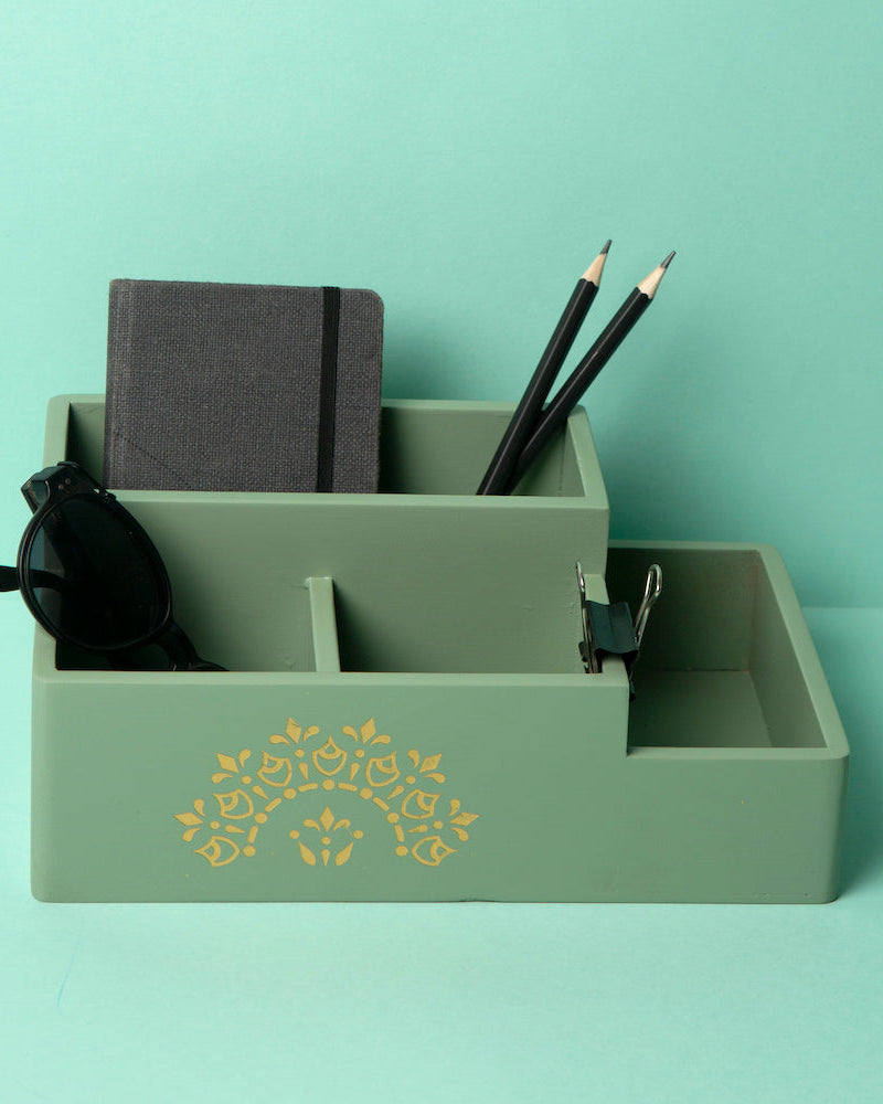Bid farewell to clutter and embrace organization with our Pista Green Multi Organiser. This versatile storage solution is not only functional but also makes a stylish statement in your home. The calming pista green hue adds a sense of tranquility to your surroundings, while the well-organized compartments ensure everything has its place. Stay organized and chic with the Pista Green Multi Organiser, designed to meet your storage needs with flair.
