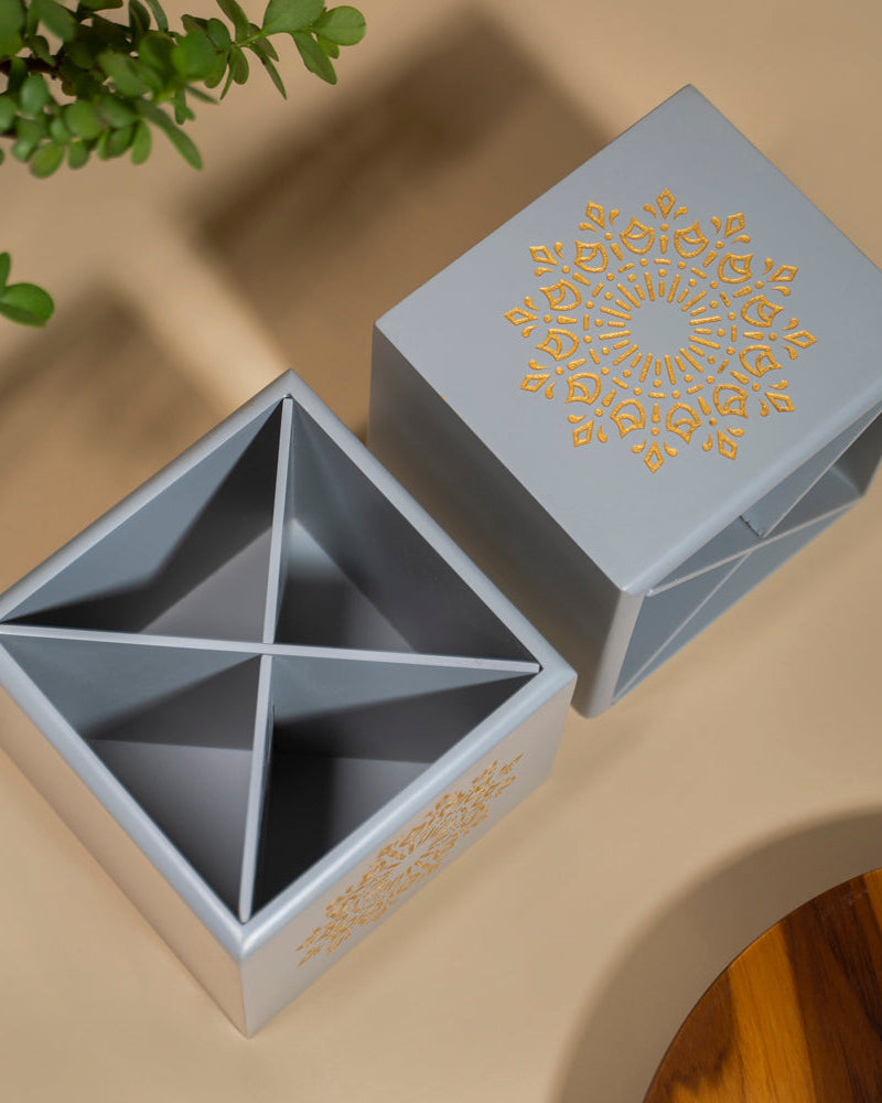 Elevate your kitchen decor with the Pebble Grey Spoon Stand, a versatile organizer crafted from Premium Painted Wood. Featuring engraved Serenity Mandal Art, this stand is not only a stylish addition to your dining setup but also an easy-to-clean and removable solution for keeping your kitchen cutlery organized.