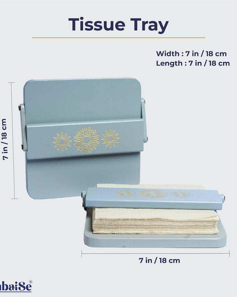 Introducing the Pebble Grey Tissue Tray ‰ÛÒ a chic and efficient organizer for square tissues. Crafted from High-Quality Wood and featuring Serenity Mandal Art, this tray with an adjustable flap brings a sense of chaos-resistant serenity to your space and tissue organization.