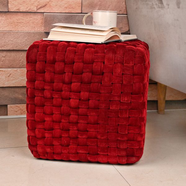 Elevate Your Space with our Modern Cotton Velvet Pouffe Stool
