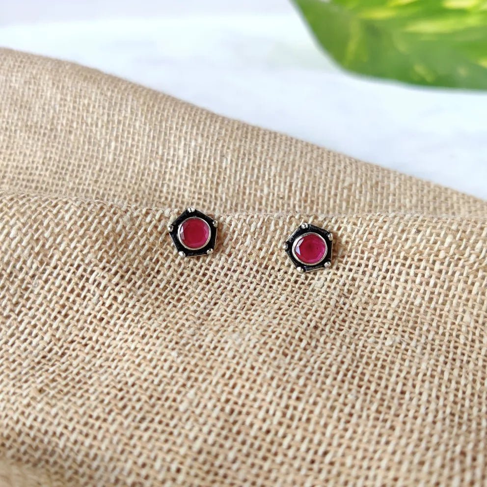 925 Silver Handmade Stud earring- Pink - Our Better Planet