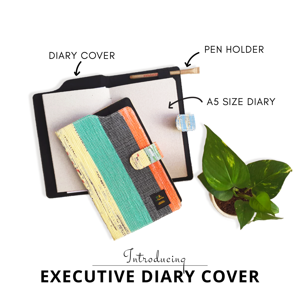 recharkha Upcycled Handwoven Executive Diary Cover Inside View