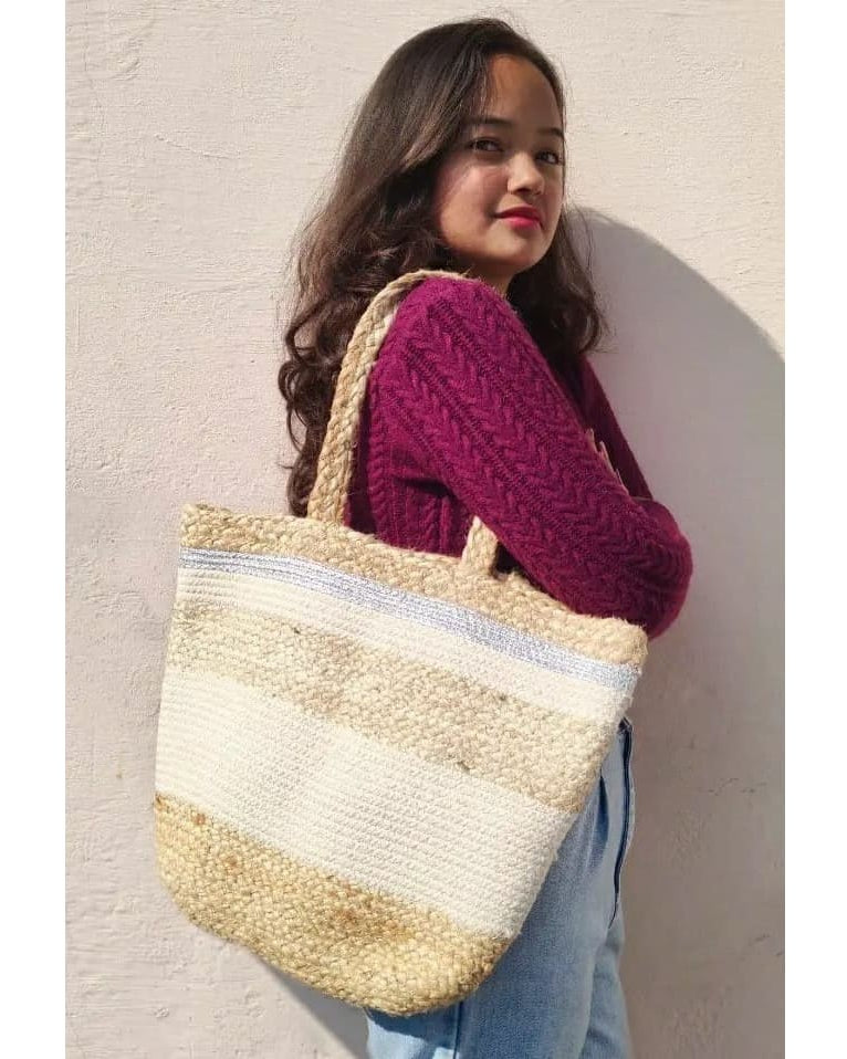 Beige Jute Tote Bag - Our Better Planet