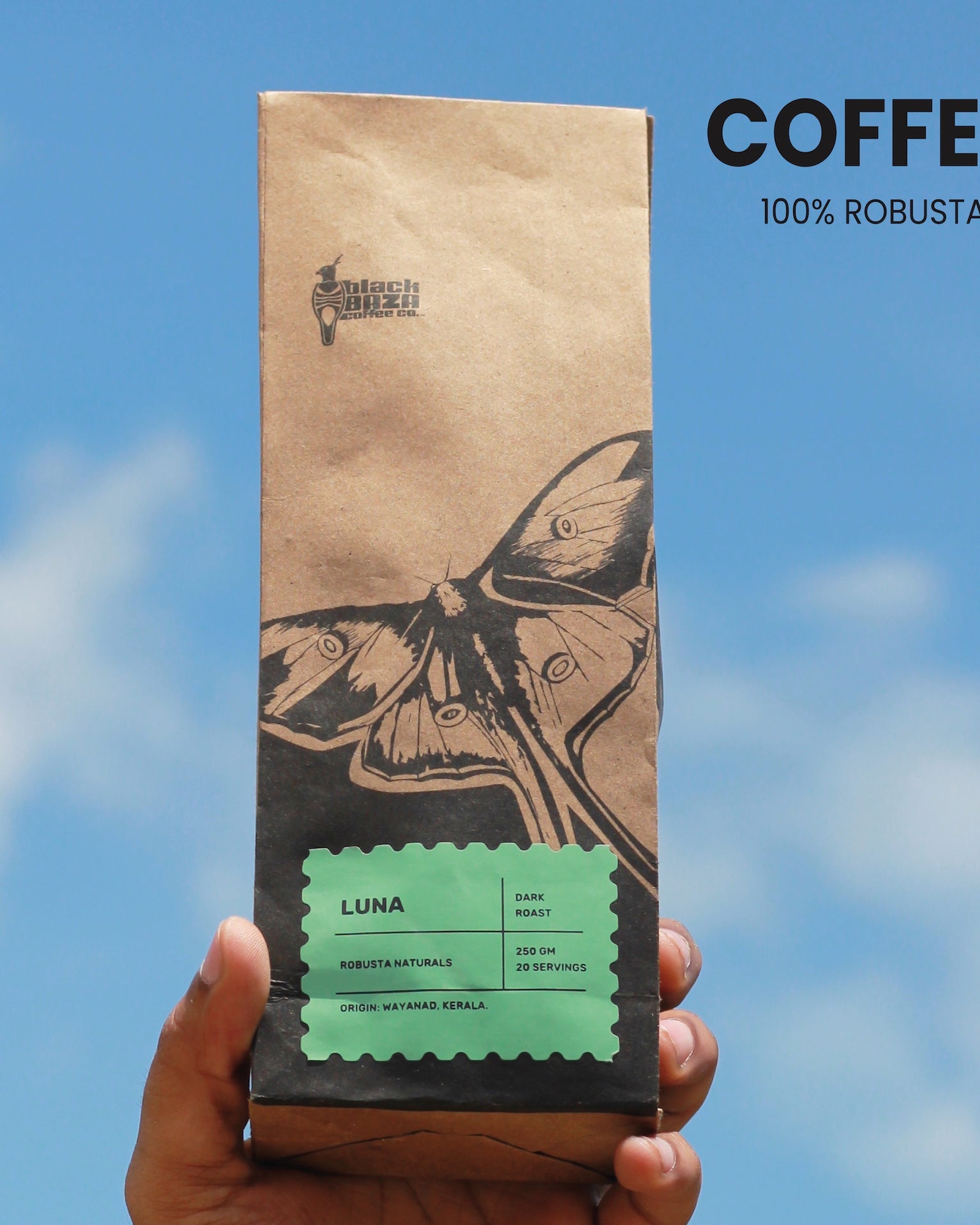 Black Baza Coffee Luna Robusta Freshly Roasted - Our Better Planet