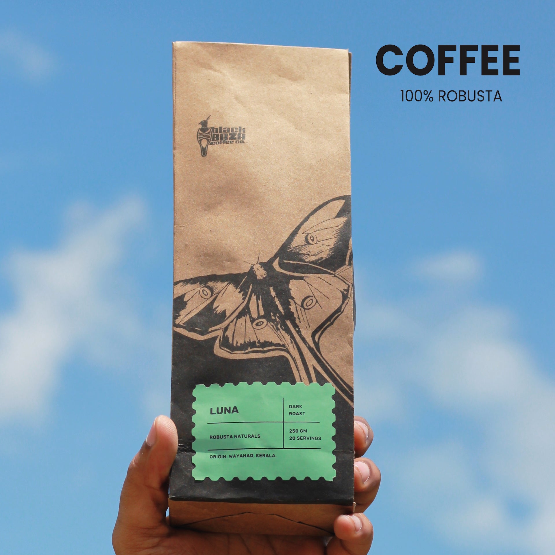 Black Baza Coffee Luna Robusta Freshly Roasted - Our Better Planet