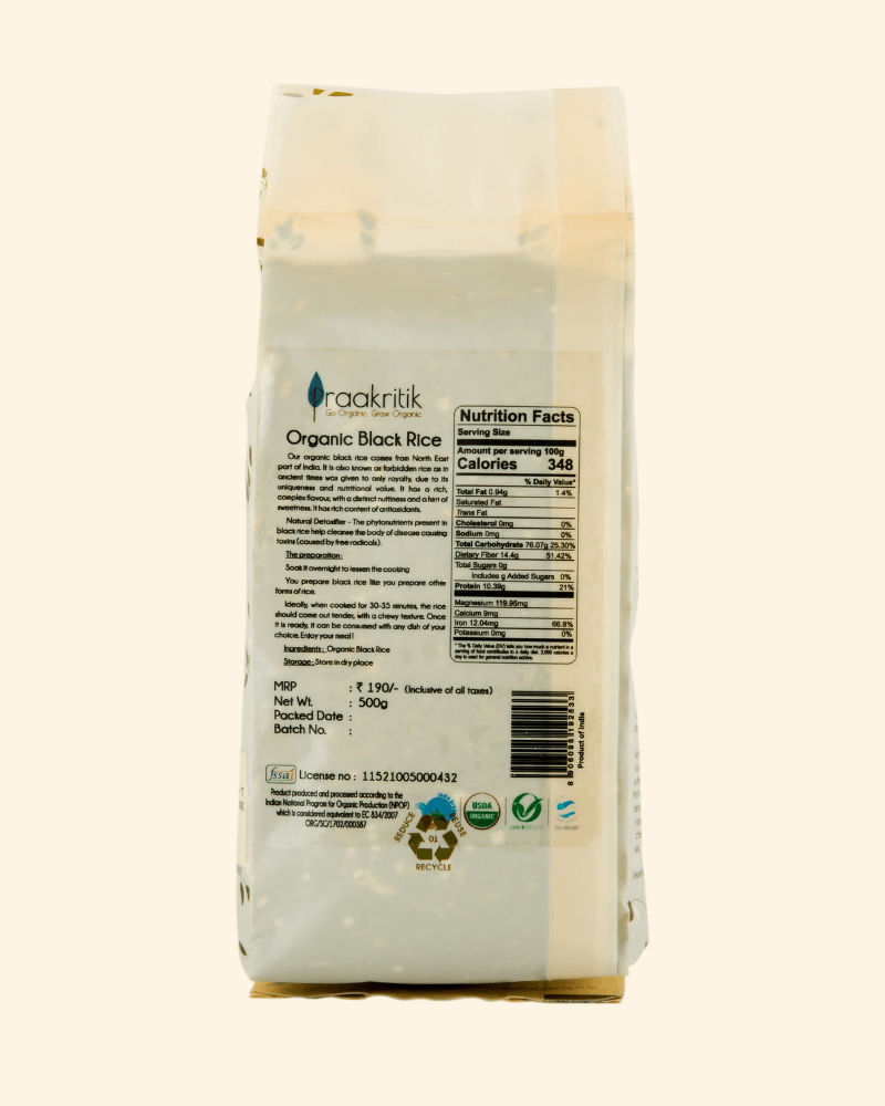 Black Rice Organic - 500 gms - Our Better Planet