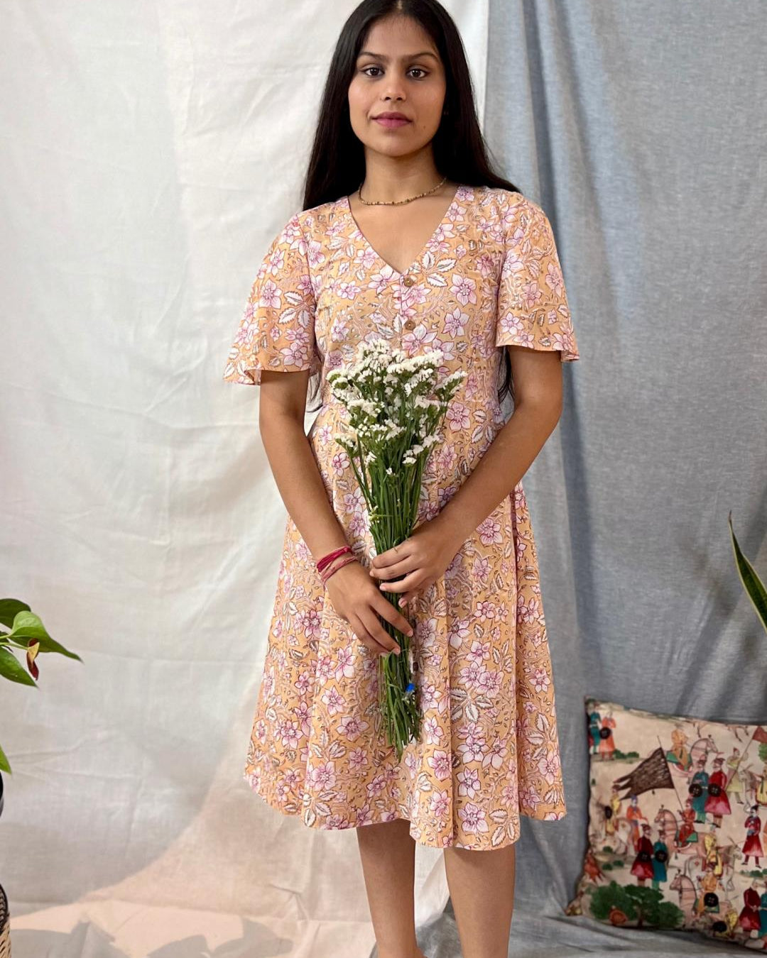 Champa Button Down Cotton Dress - Our Better Planet