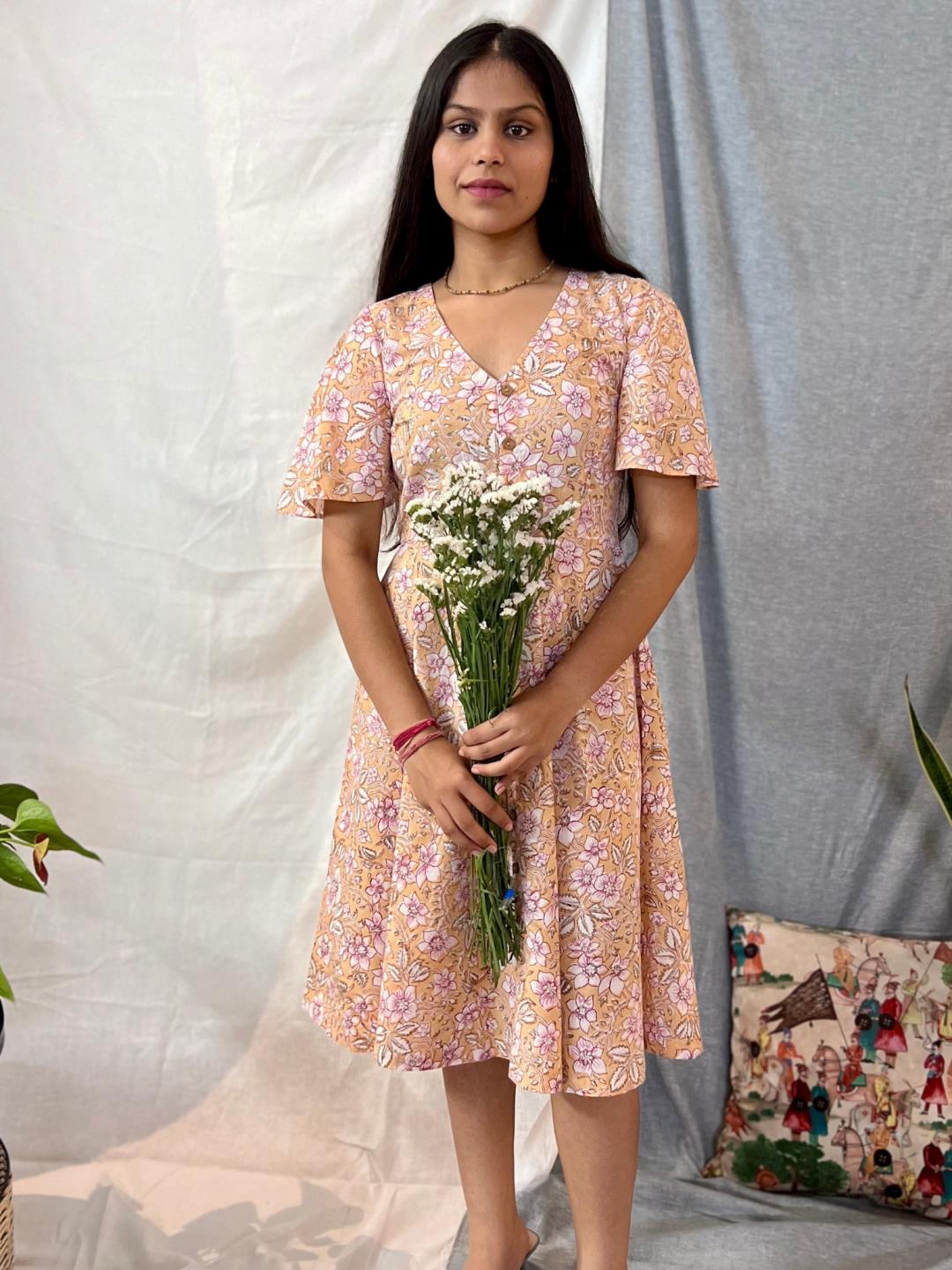 Champa Button Down Cotton Dress - Our Better Planet