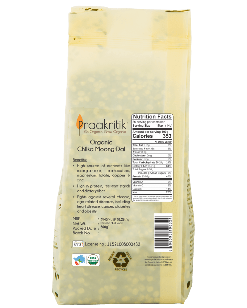 Chilka Hara Daal 500g - Organic - Our Better Planet