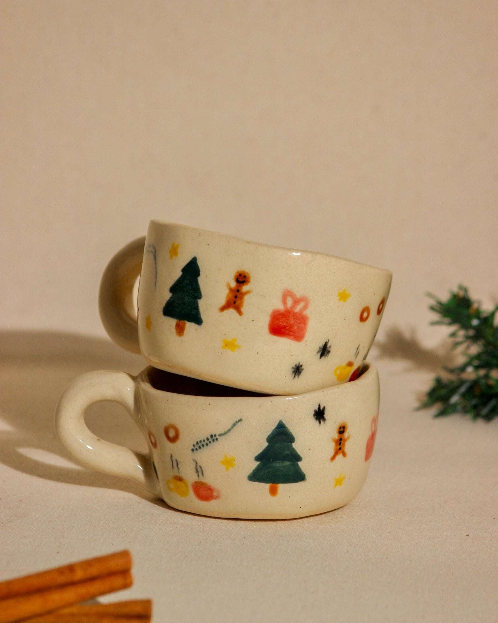 Christmas Illustration Ceramic Coffee/Tea Cup - TOH - Our Better Planet