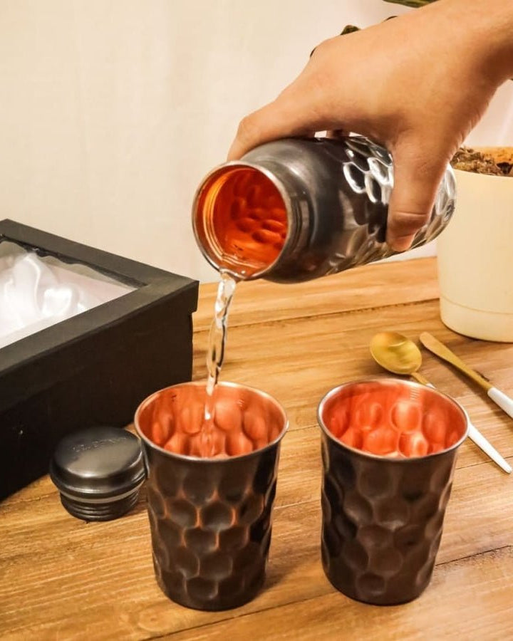 Copper Bottle Black Finish Gift Set - Our Better Planet