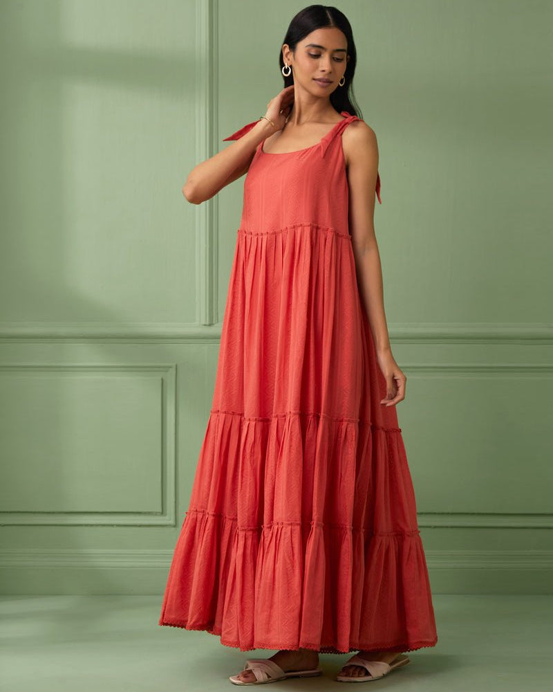 Coral Breezy Tiered Maxi Dress - Our Better Planet