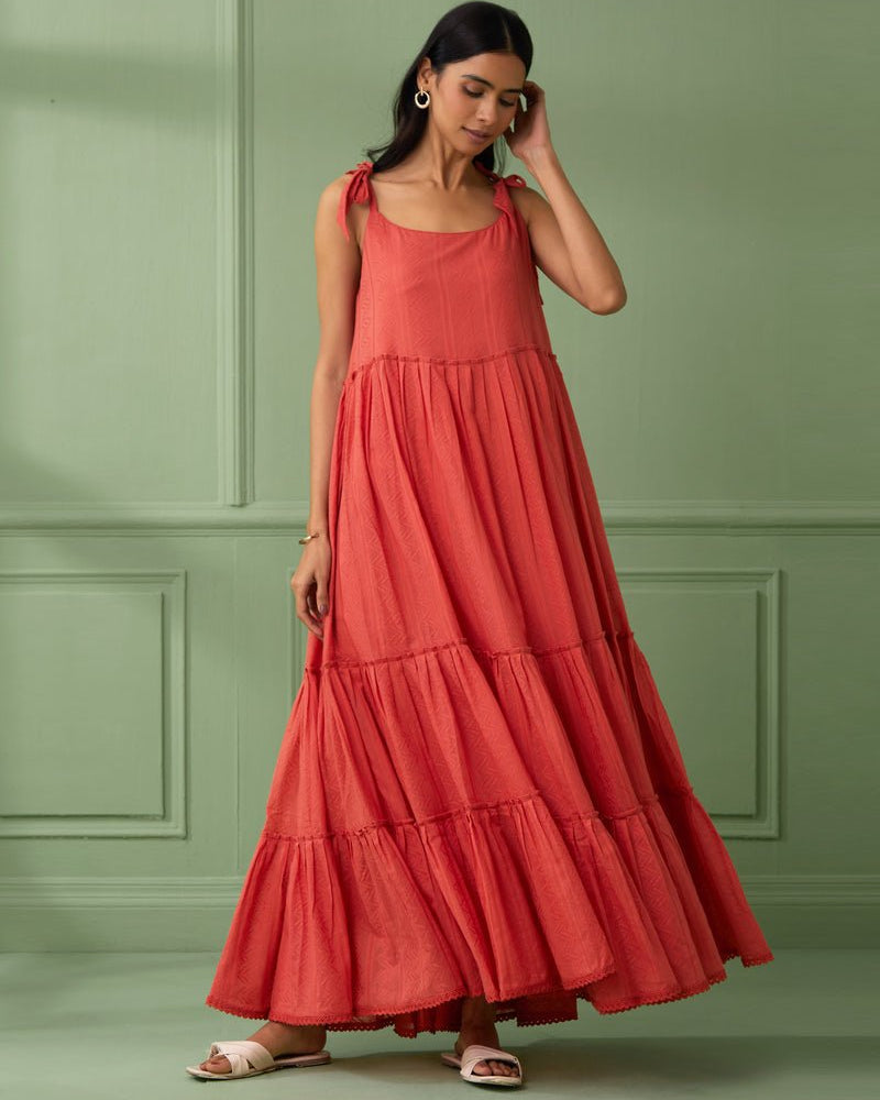 Coral Breezy Tiered Maxi Dress - Our Better Planet