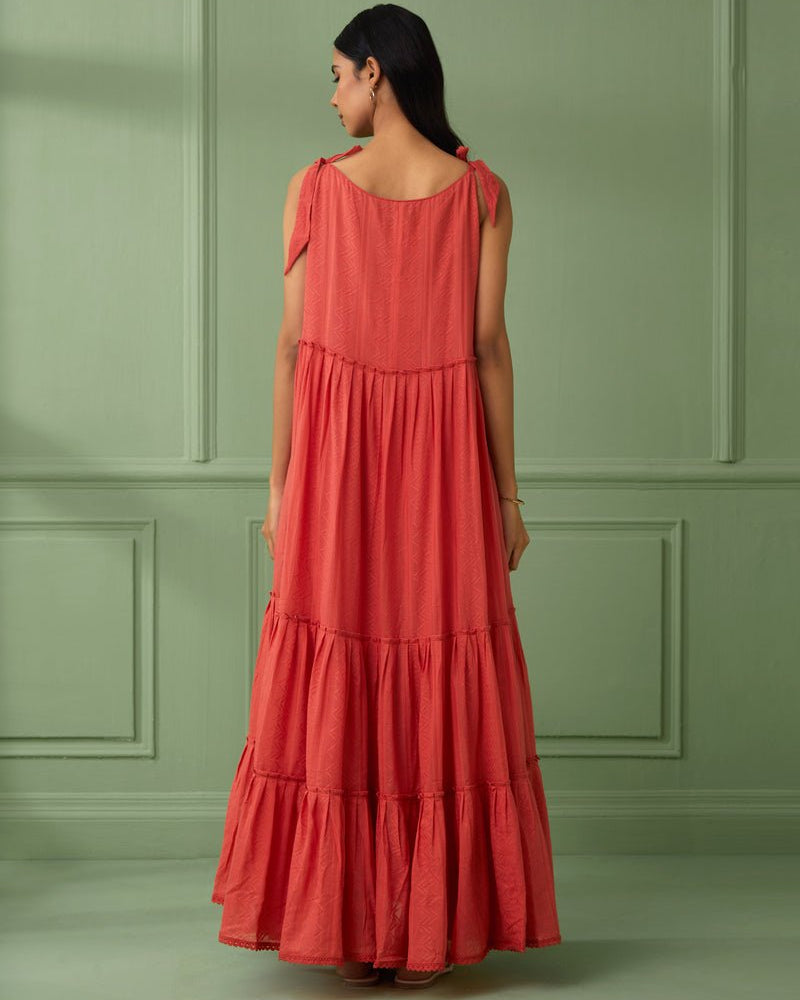 Coral Breezy Tiered Maxi Dress - Our Better Planet