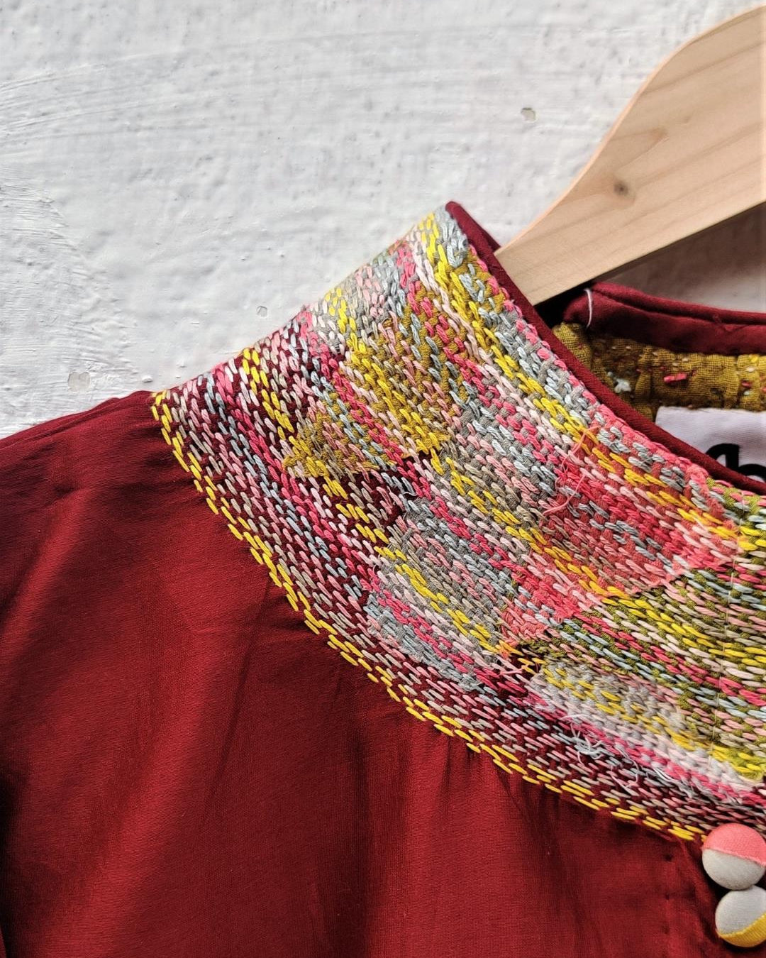 Cotton-Silk Crop Top With Upcycled Sujani Collar /A3 - Our Better Planet