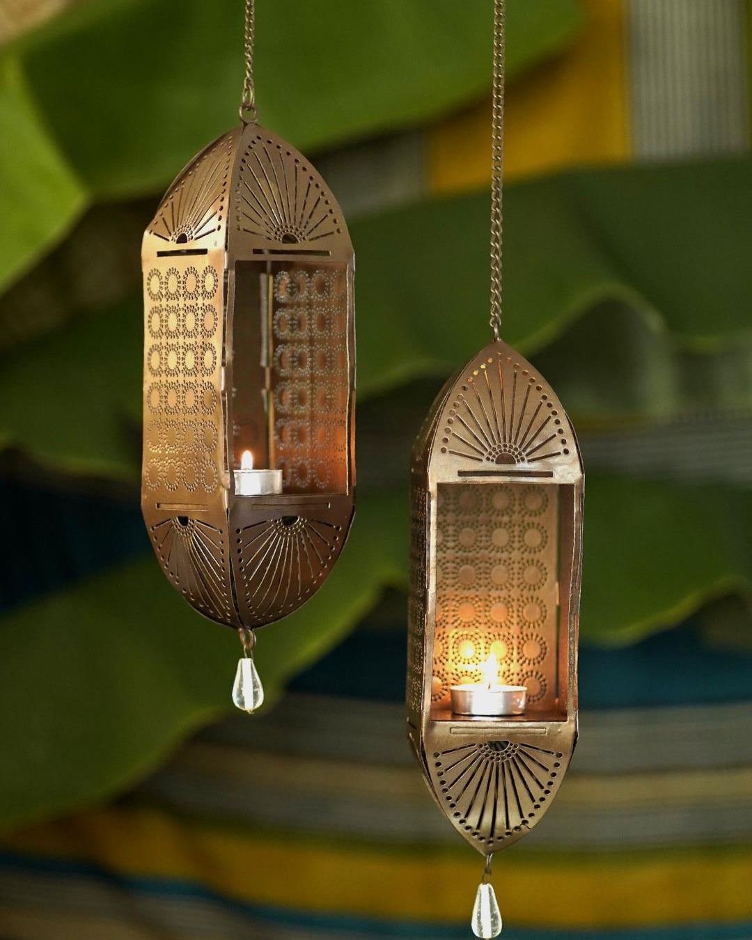 Courtyard Courtyard Mandir Hanging T Light -Set of 2 - Our Better Planet