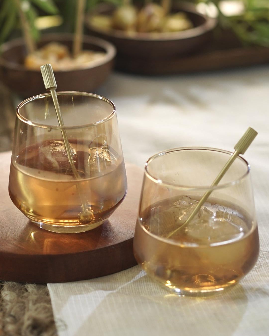 Courtyard Majuli Gilded Whiskey Glasses Set Of 2 With Stirrers - Our Better Planet