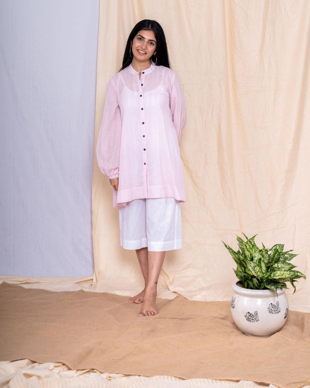 Dhara Pink Button Down Bamboo Dress - Our Better Planet