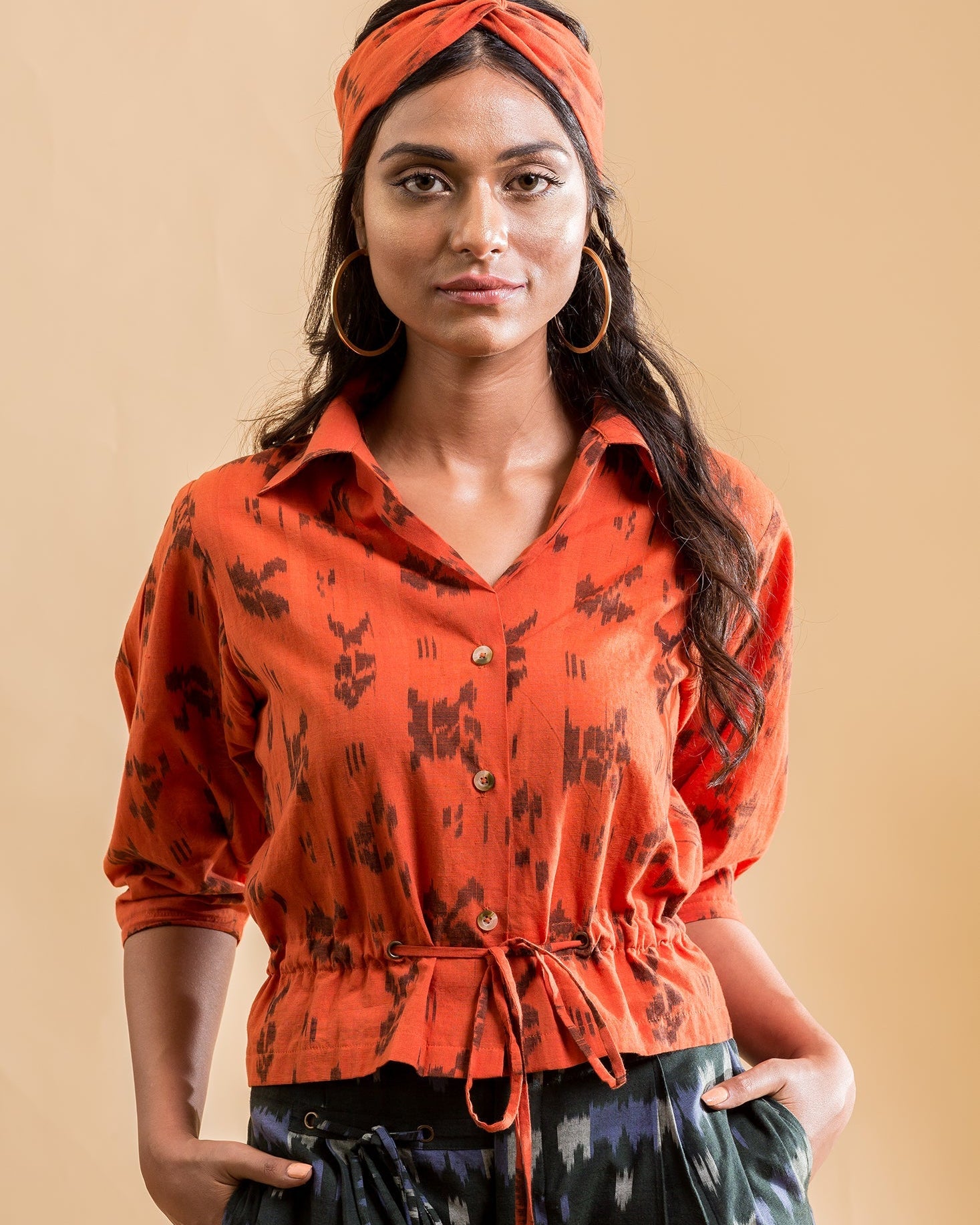 Drawstring Cropped Shirt - Our Better Planet