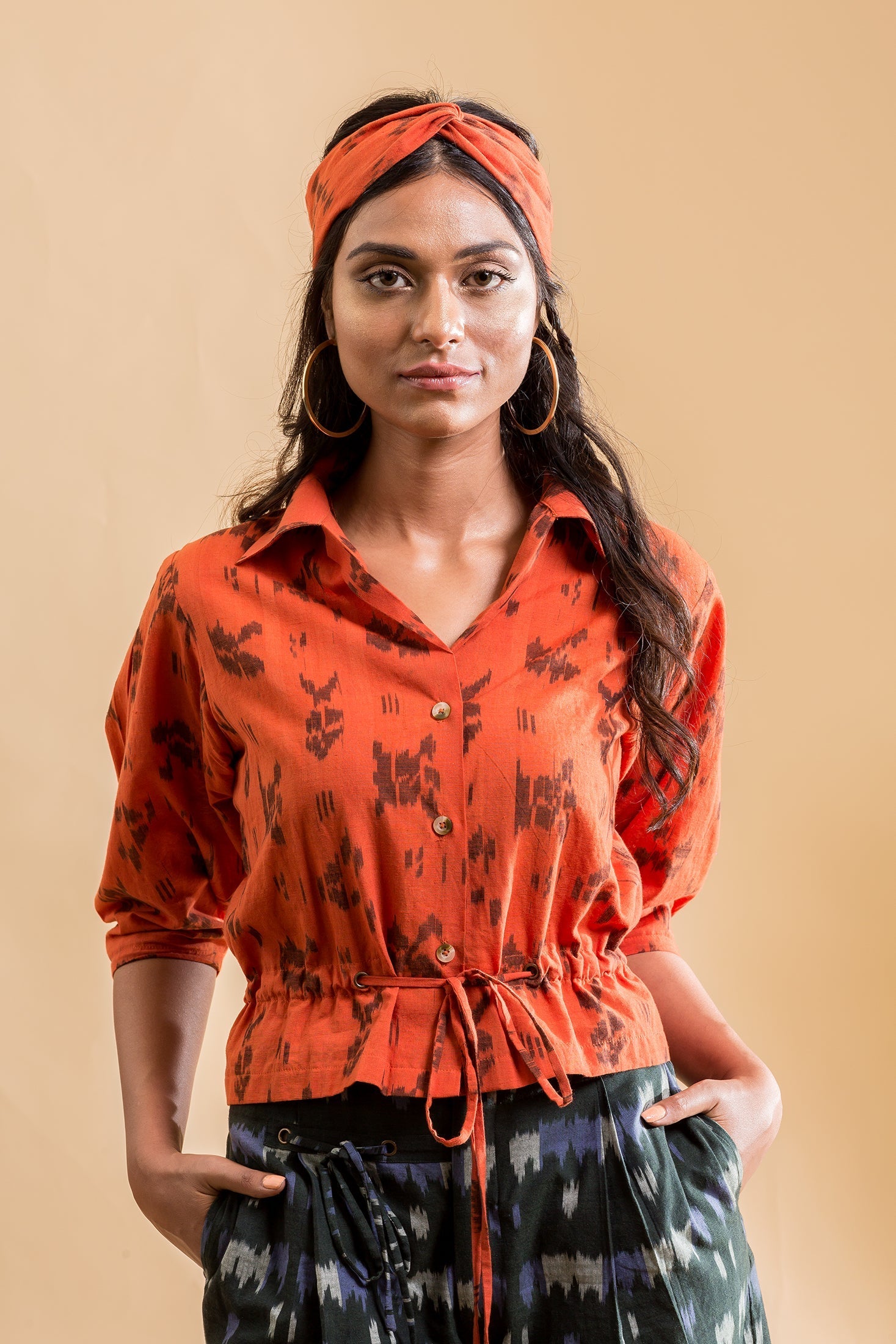 Drawstring Cropped Shirt - Our Better Planet