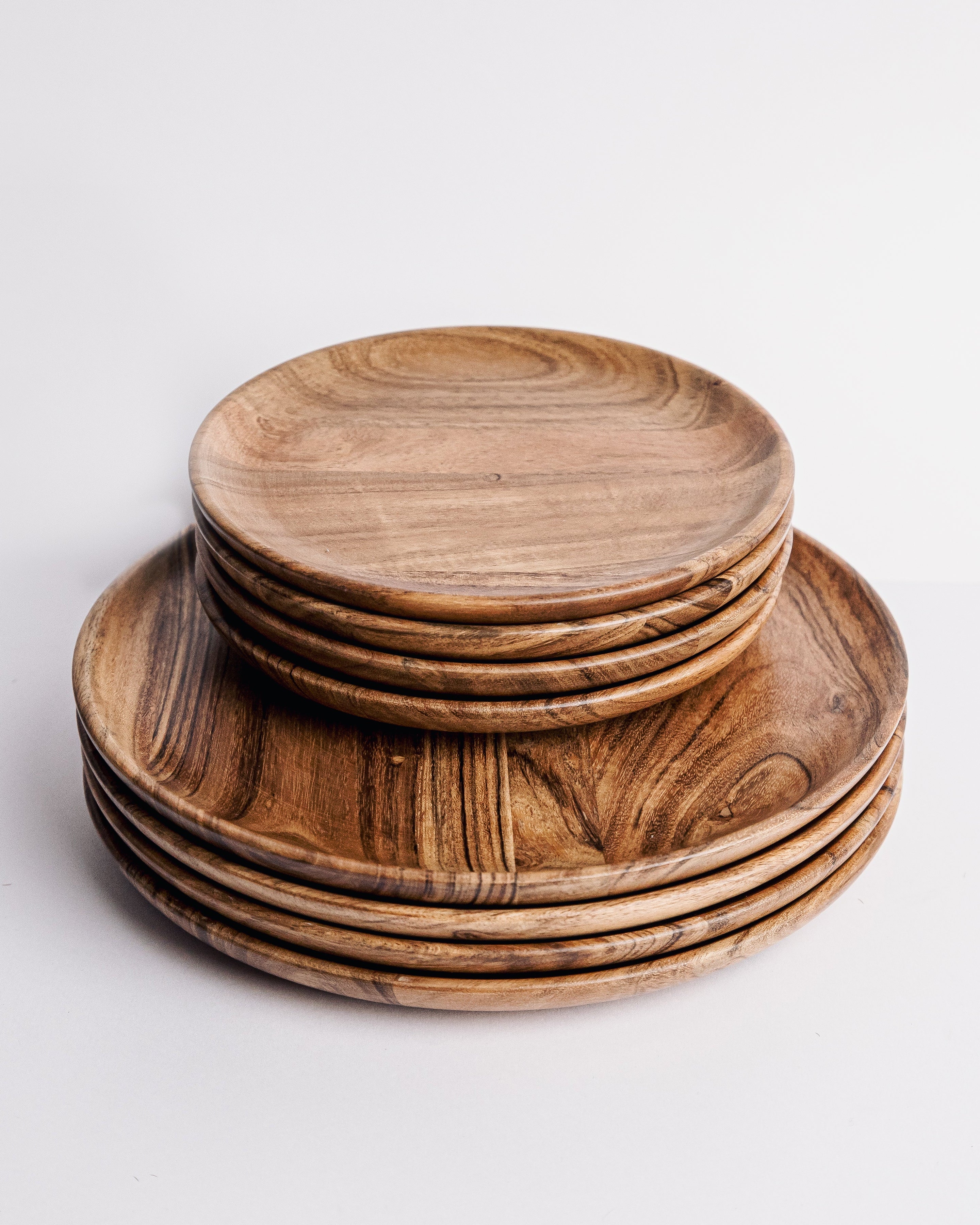 Dune Acacia Plates Set of 4 Small and 4 Large - Our Better Planet