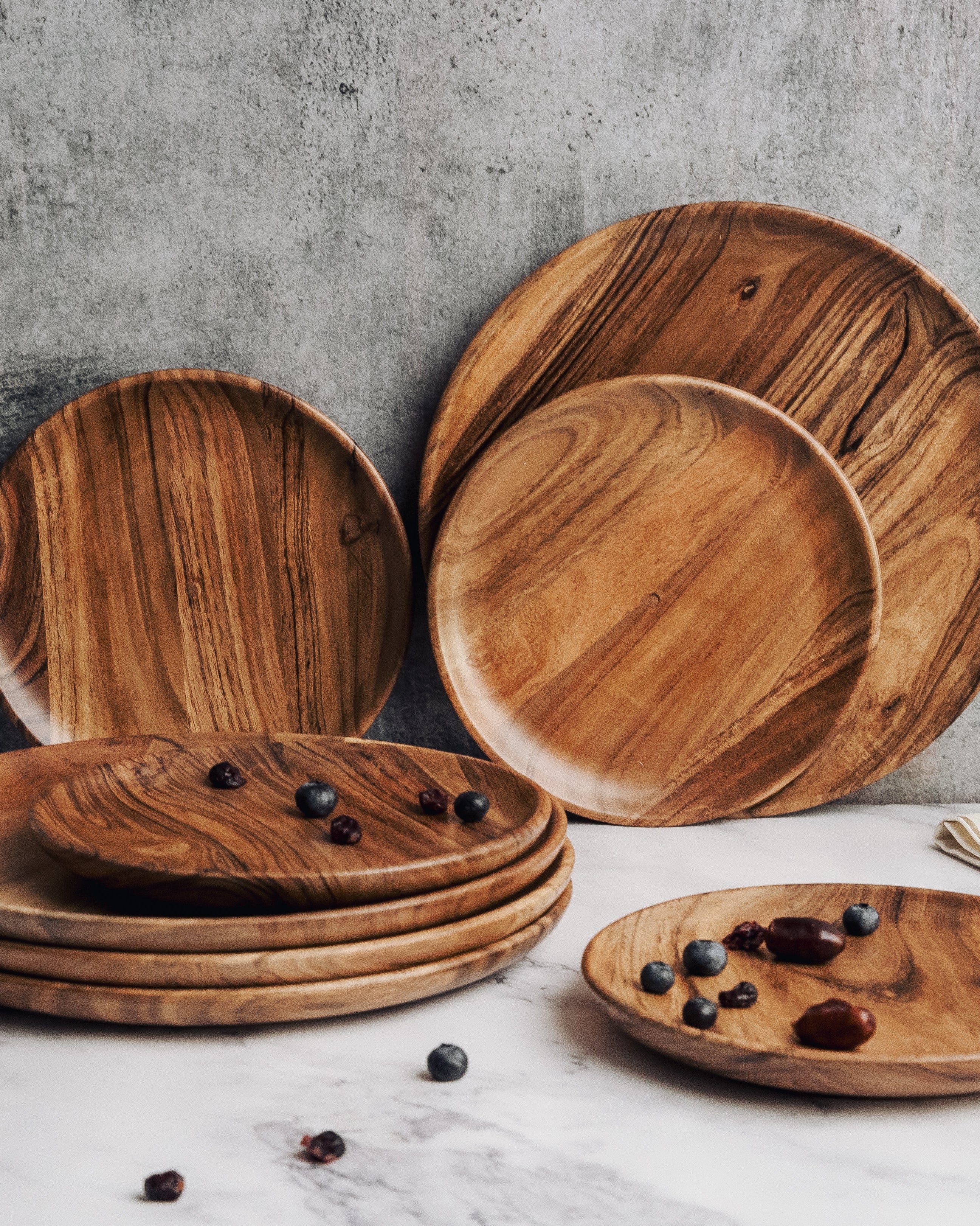 Dune Acacia Plates Set of 4 Small and 4 Large - Our Better Planet