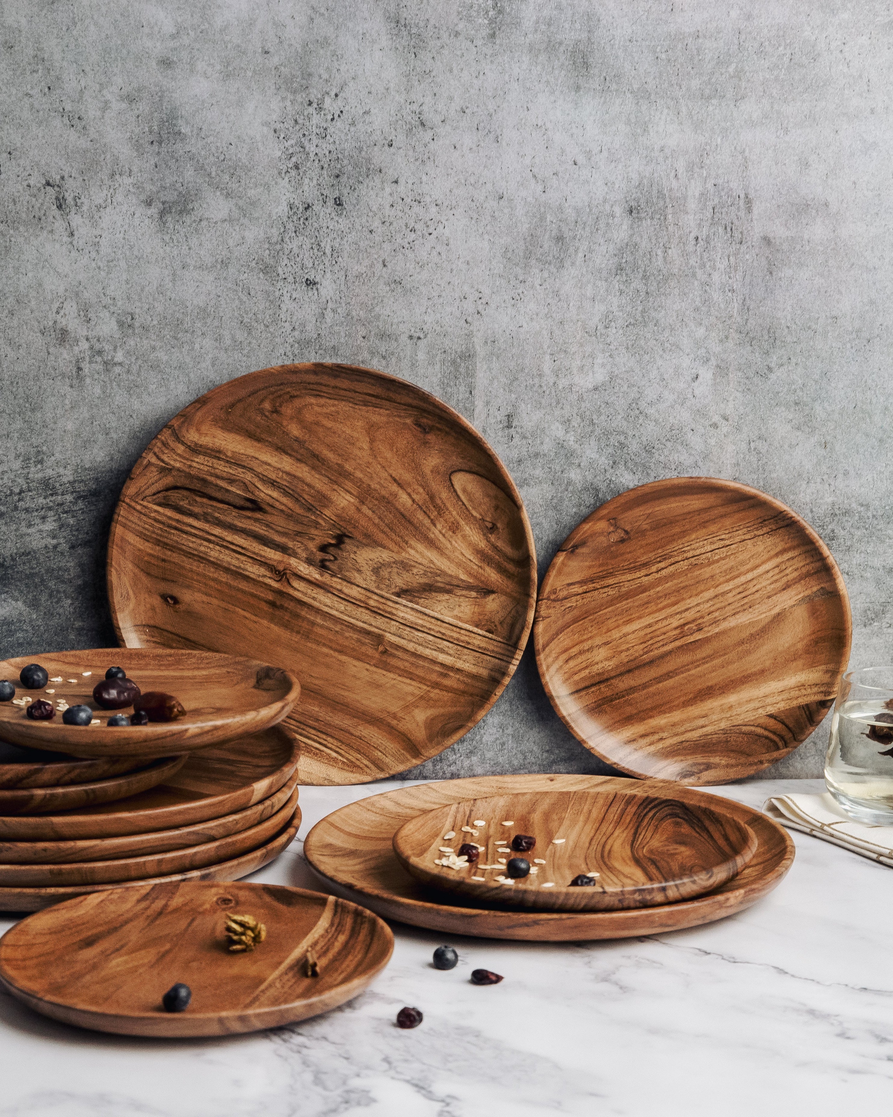 Dune Acacia Plates Set of 6 Small and 6 Large - Our Better Planet